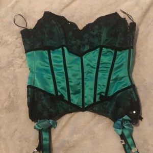 Peacock green corset